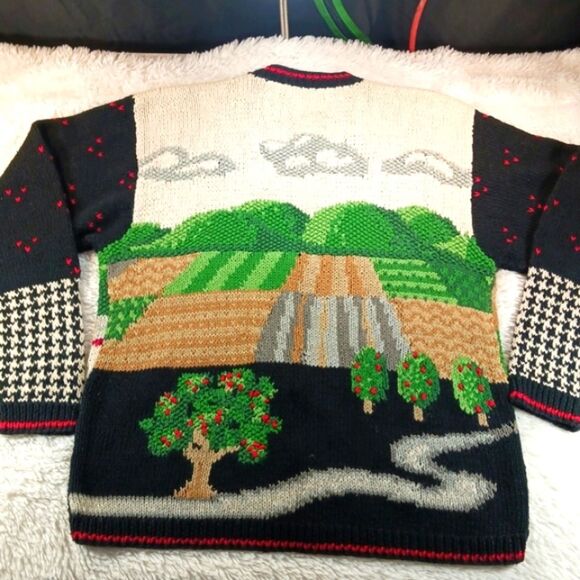 Heirloom Hand Knit Spring Time Americana Granny Core Embellished Cardigan XL.... - Picture 12 of 13